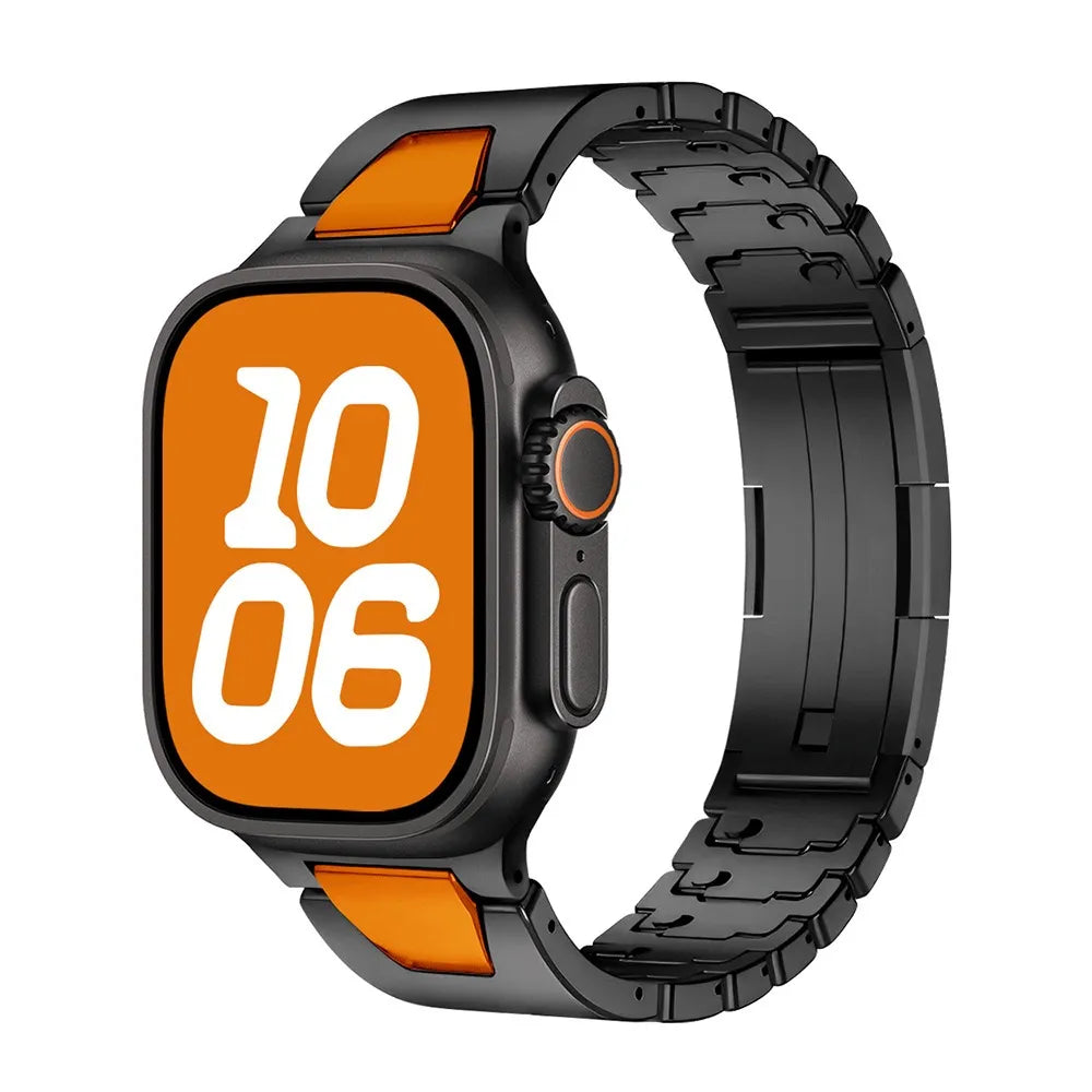 New Apple Watch Metal Band 2025 Edition Black & Orange