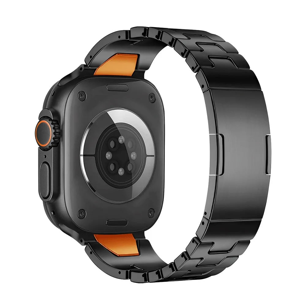 New Apple Watch Metal Band 2025 Edition Black & Orange Back