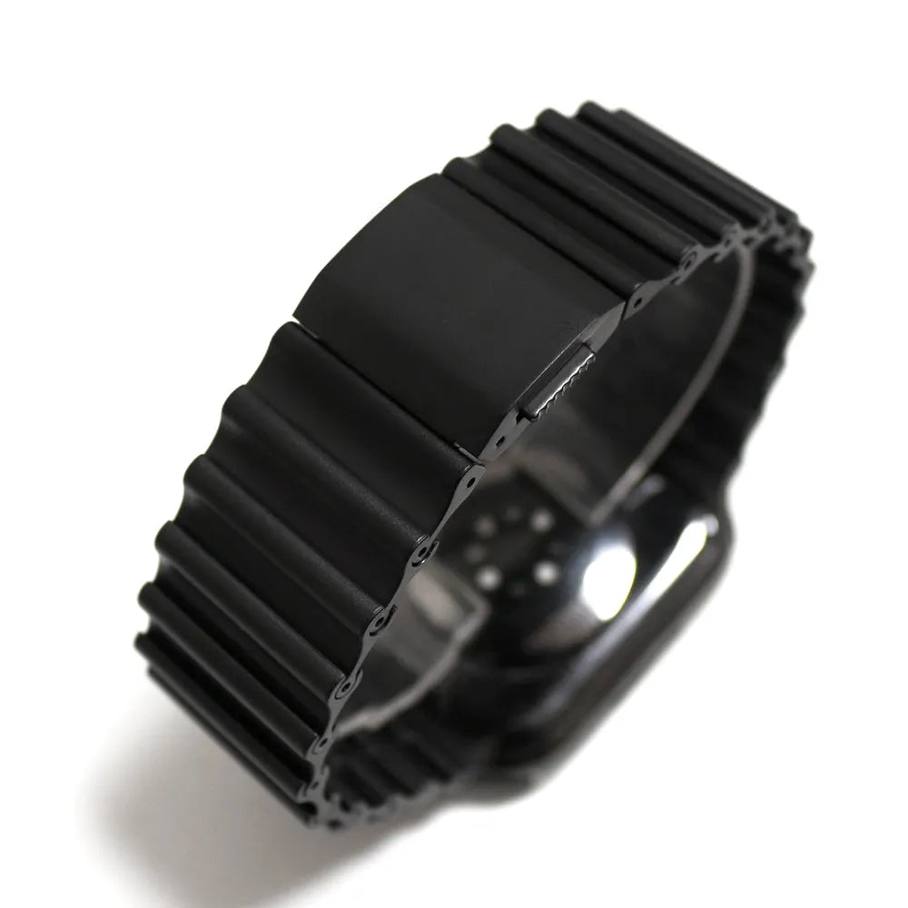 Ocean-Style Magnetic Steel Band for Apple Watch black back