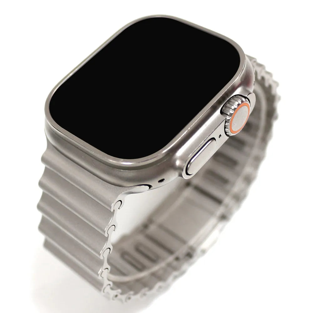 Ocean-Style Magnetic Steel Band for Apple Watch titanium front