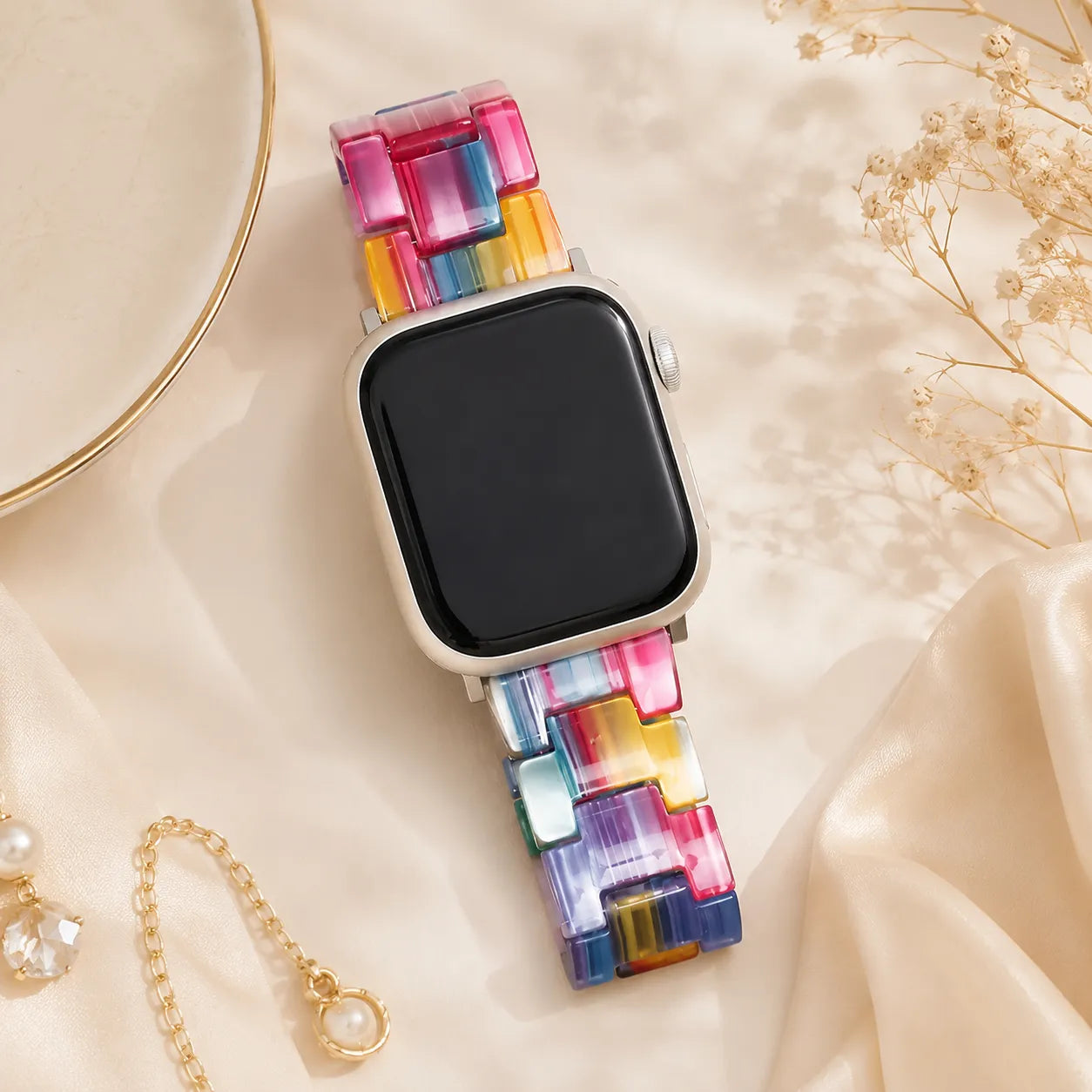 Resin Apple Watch Band for Women rainbow
