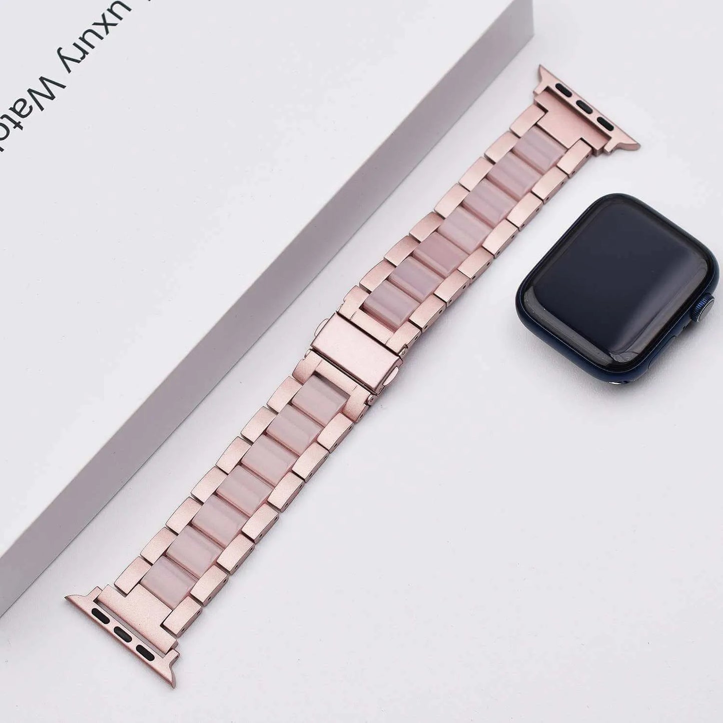 Colorful Resin Apple Watch Band - Rose Pink with Pink Accents