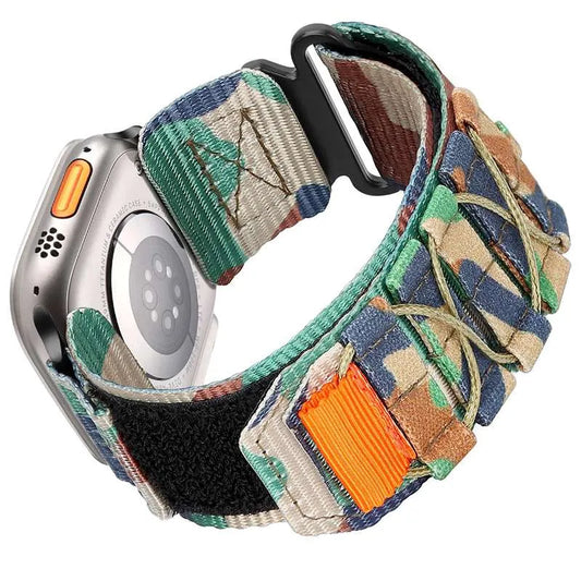 Rugged Nylon Outdoor Apple Watch Band - Woodland Camo