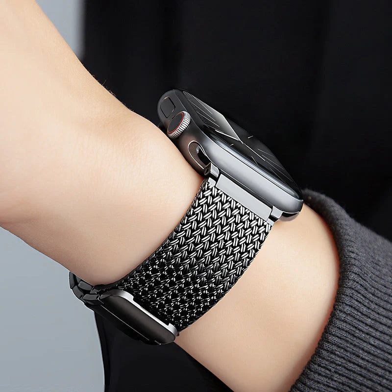 Correa de Acero Inoxidable Trenzada para Apple Watch Negro – Breezsy