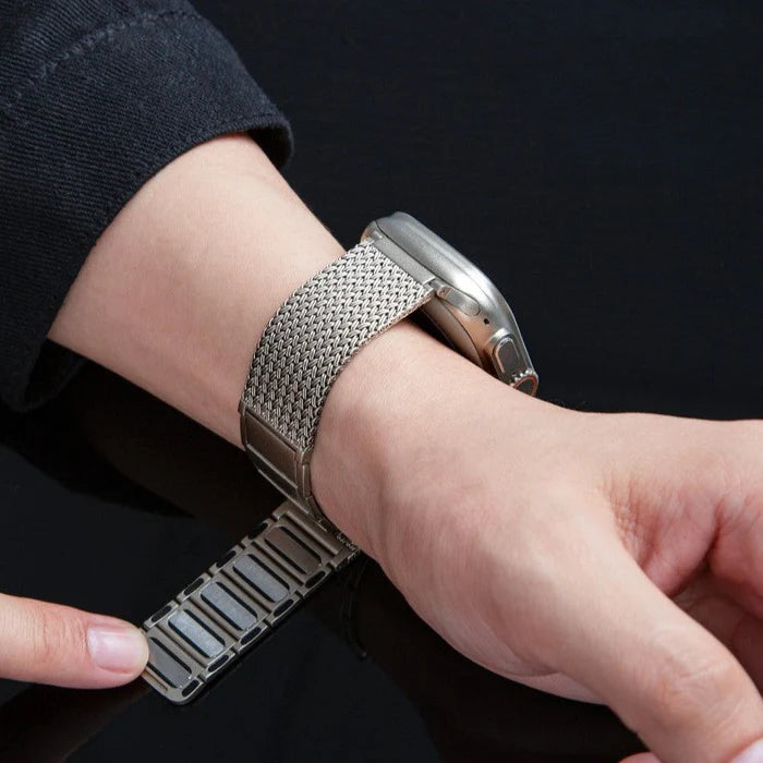 Braided Stainless Steel Apple Watch Band - Titanium
