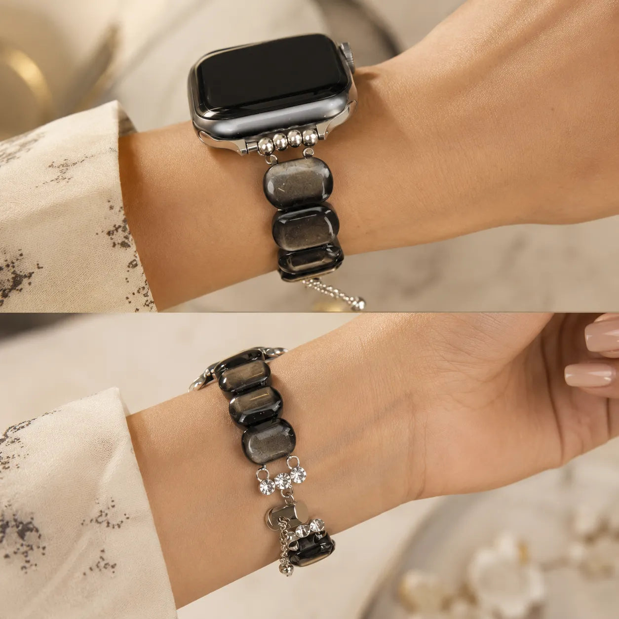 Silver Obsidian Apple Watch Bracelet preview