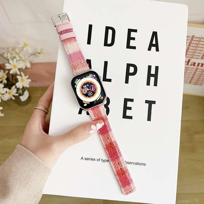 Tartan Apple Watch Band - Pink