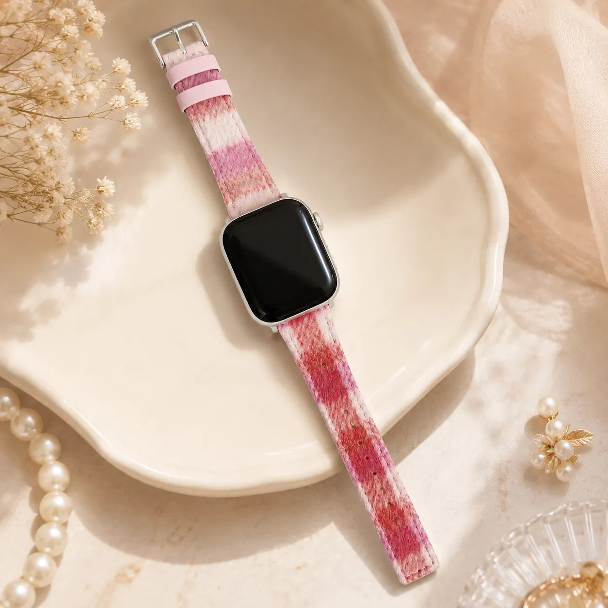 Tartan Apple Watch Band pink