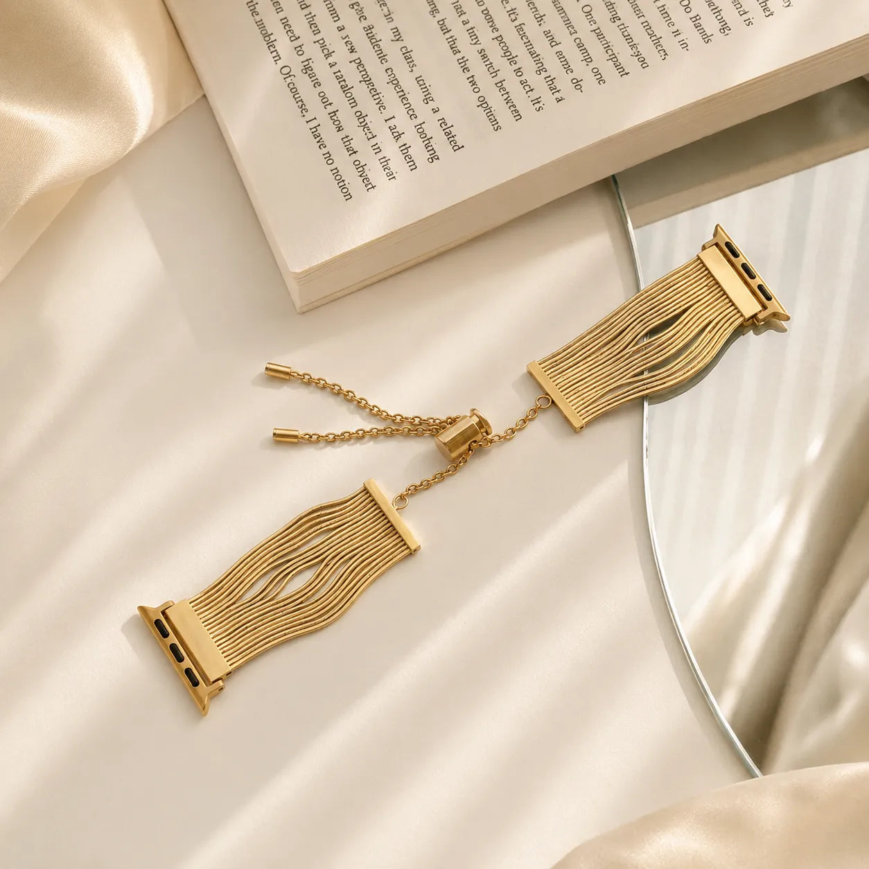 Tassel Chain Stainless Steel Apple Watch Band gold