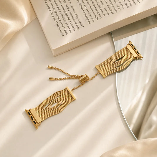 Tassel Chain Stainless Steel Apple Watch Band gold