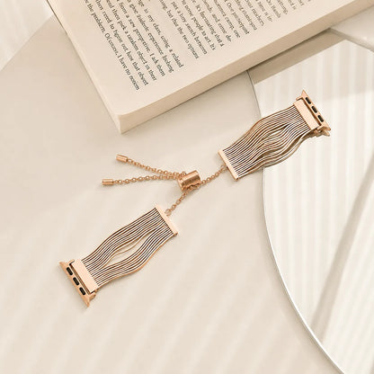 Tassel Chain Stainless Steel Apple Watch Band sku rose gold