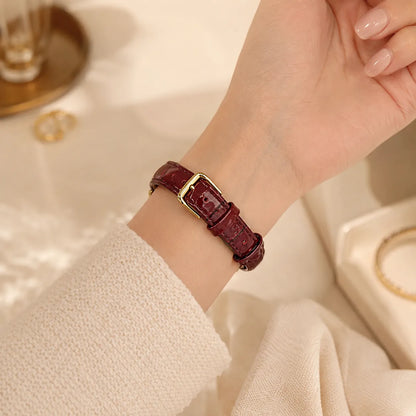 Textured Leather Apple Watch Band for Women Burgundy view