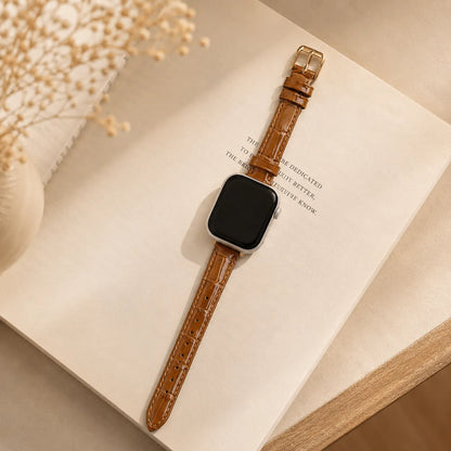 Textured Leather Apple Watch Band for Women brown