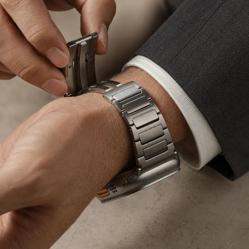 Titanium Apple Watch Band Natural clasp