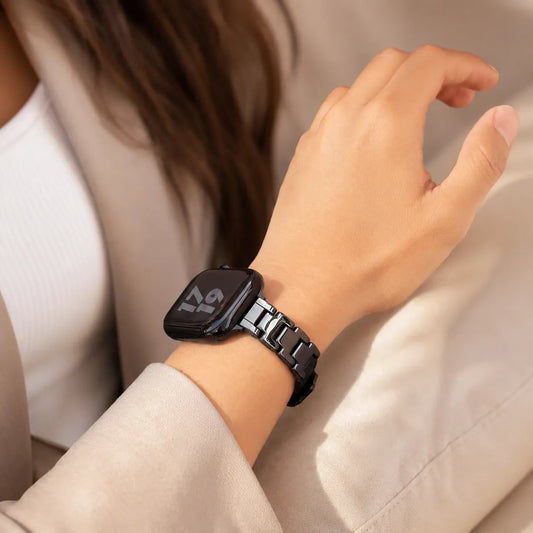 Two-Tone Ceramic Leather Apple Watch Band back