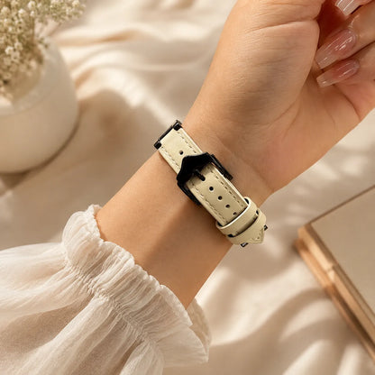 Two-Tone Ceramic Leather Apple Watch Band back