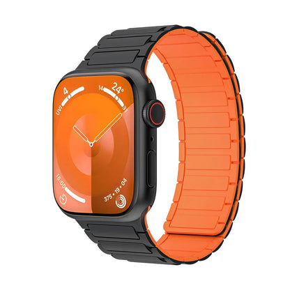 TwoToneMagneticSiliconeAppleWatchBandsBlack_Orange