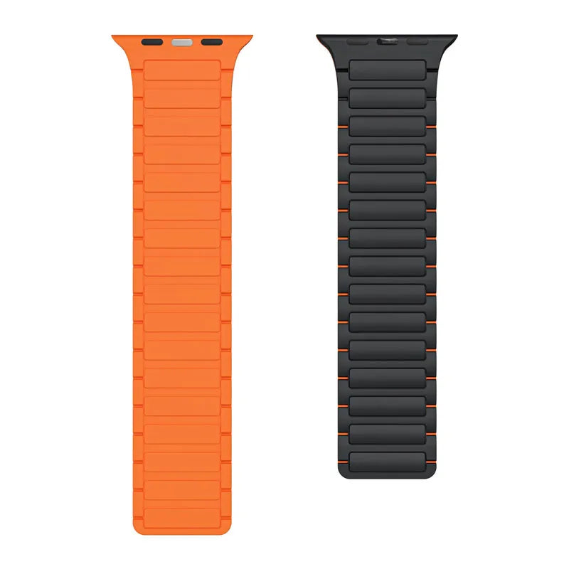 TwoToneMagneticSiliconeAppleWatchBandsBlack_Orangeback