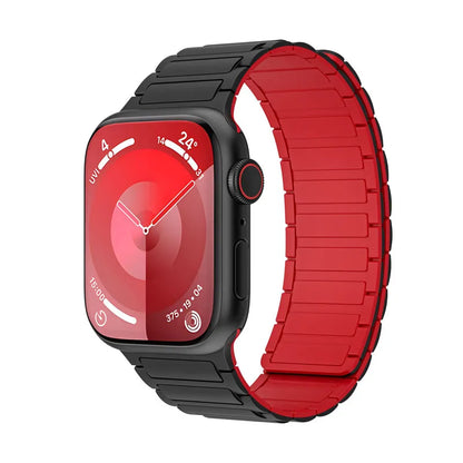 TwoToneMagneticSiliconeAppleWatchBandsBlack_Red