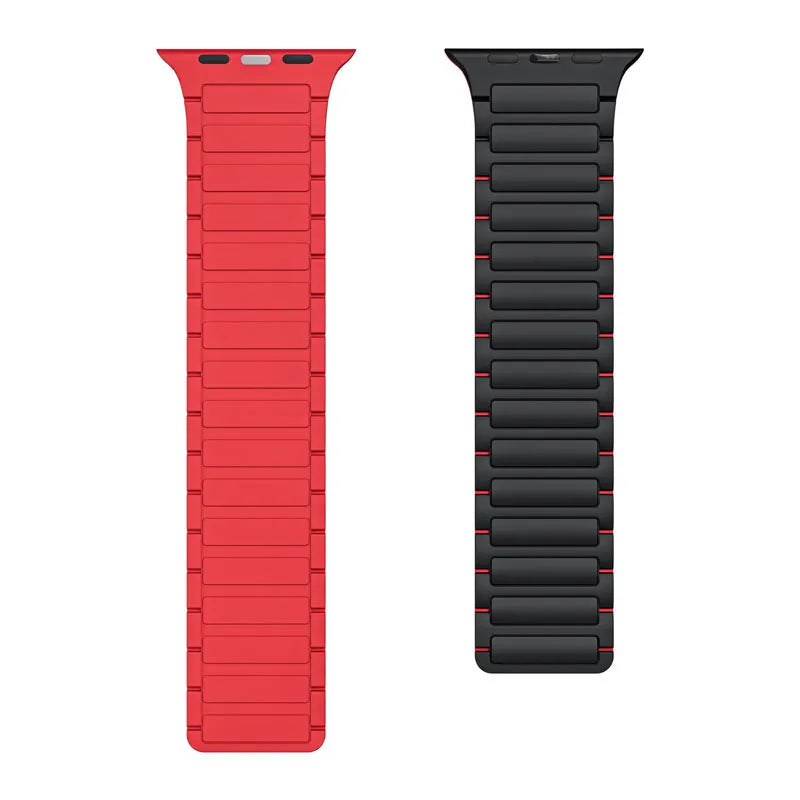 TwoToneMagneticSiliconeAppleWatchBandsBlack_Redback