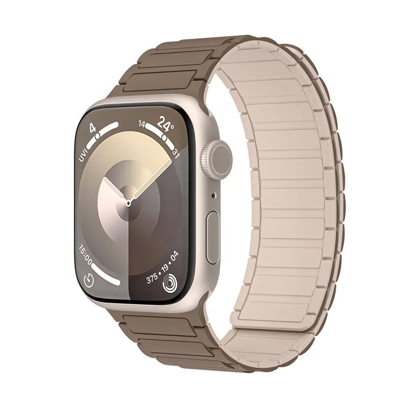 TwoToneMagneticSiliconeAppleWatchBandsBrown_Cream