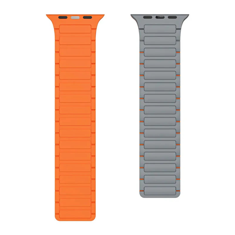 TwoToneMagneticSiliconeAppleWatchBandsGray_Orangeback