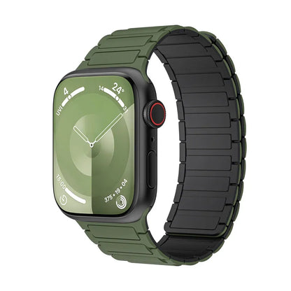 TwoToneMagneticSiliconeAppleWatchBandsGreen_Black