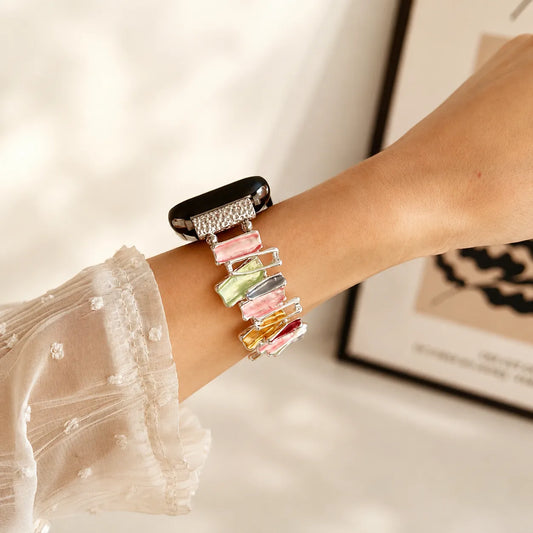 Unique Elastic Scrunchie Apple Watch Bands silver side