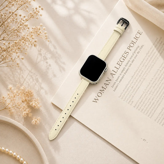 White Leather Apple Watch Band