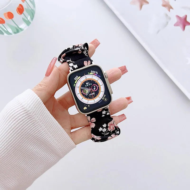 Charming Floral Scrunchie Apple Watch Band