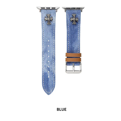 Denim Apple Watch Band - Retro Tie-Dye Style