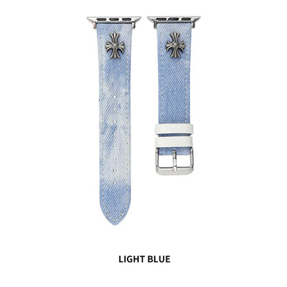 Denim Apple Watch Band - Retro Tie-Dye Style