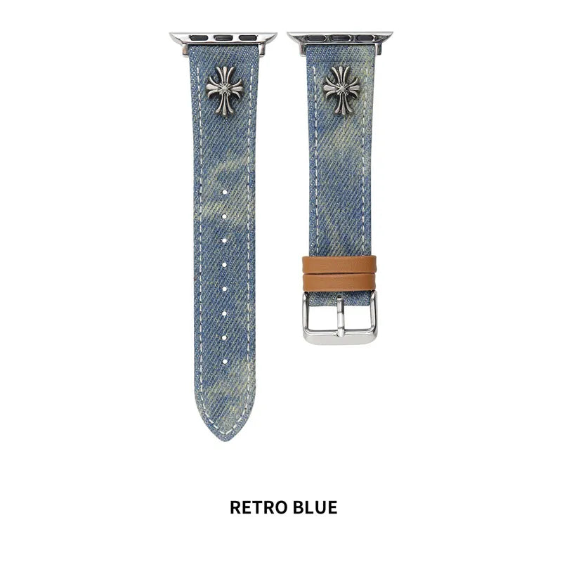 Denim Apple Watch Band - Retro Tie-Dye Style