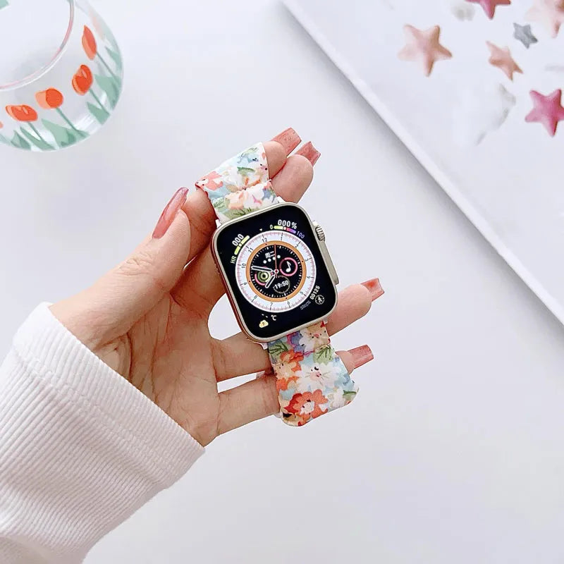 Charming Floral Scrunchie Apple Watch Band